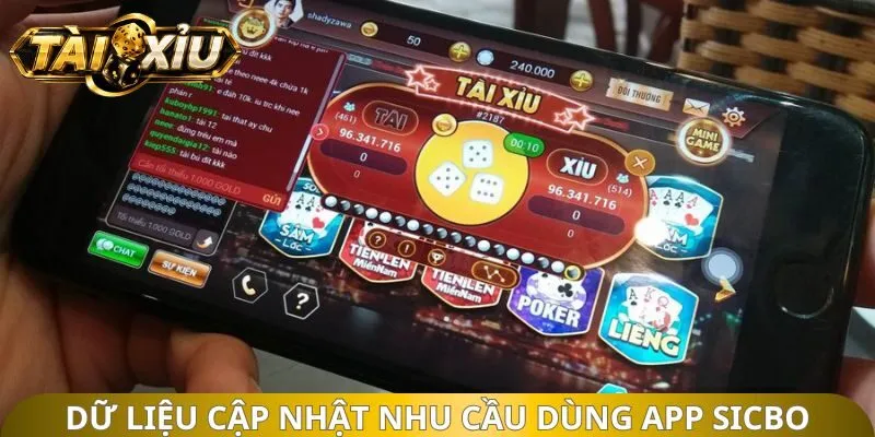 Dữ liệu cập nhật nhu cầu dùng app Sicbo