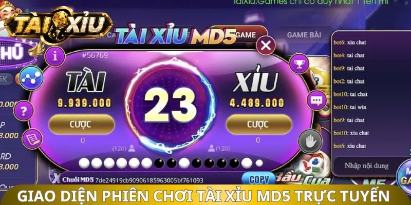 Giao diện phiên chơi tài xỉu MD5 trực tuyến