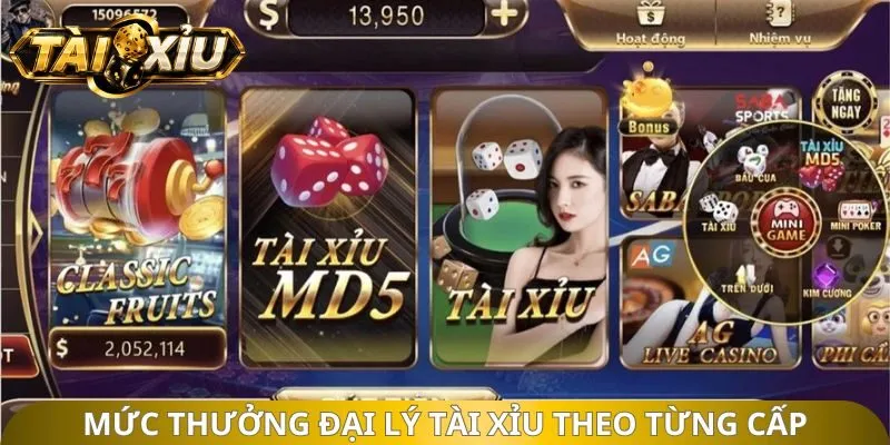 Mức thưởng đại lý tài xỉu theo từng cấp